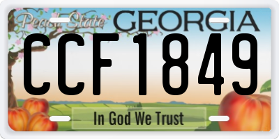 GA license plate CCF1849