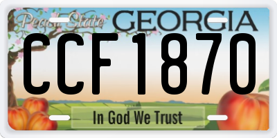 GA license plate CCF1870