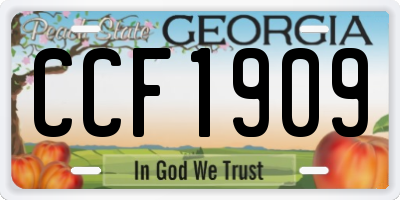 GA license plate CCF1909