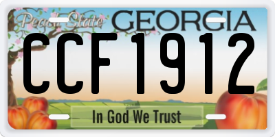 GA license plate CCF1912