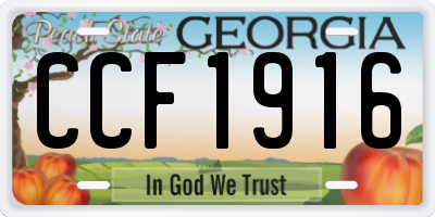 GA license plate CCF1916