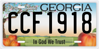 GA license plate CCF1918