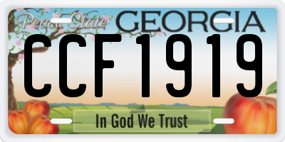 GA license plate CCF1919