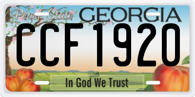 GA license plate CCF1920