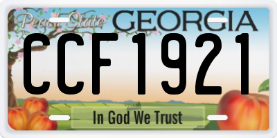 GA license plate CCF1921