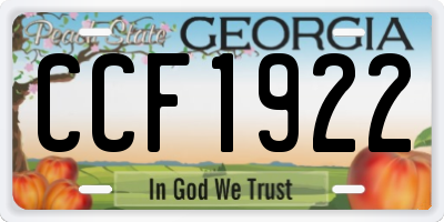 GA license plate CCF1922