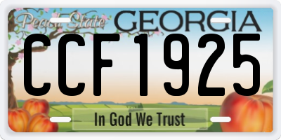 GA license plate CCF1925