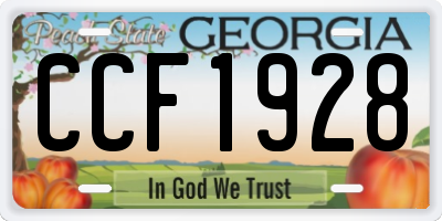 GA license plate CCF1928