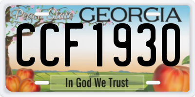 GA license plate CCF1930