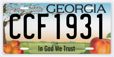 GA license plate CCF1931