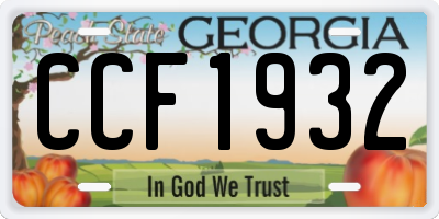 GA license plate CCF1932