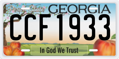GA license plate CCF1933