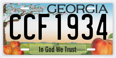 GA license plate CCF1934