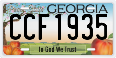 GA license plate CCF1935