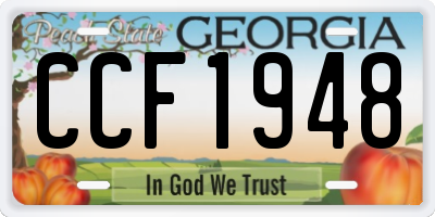 GA license plate CCF1948
