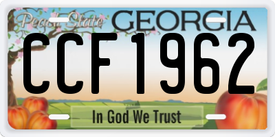 GA license plate CCF1962