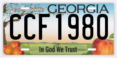 GA license plate CCF1980
