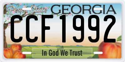 GA license plate CCF1992