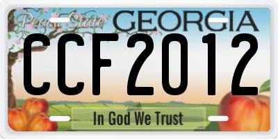 GA license plate CCF2012