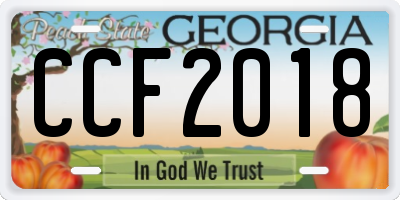 GA license plate CCF2018