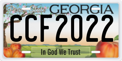 GA license plate CCF2022