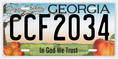 GA license plate CCF2034
