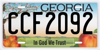 GA license plate CCF2092