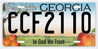 GA license plate CCF2110