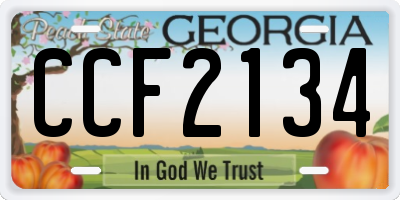GA license plate CCF2134