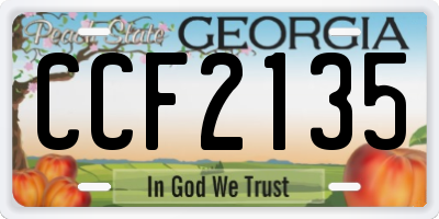 GA license plate CCF2135