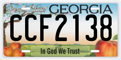 GA license plate CCF2138