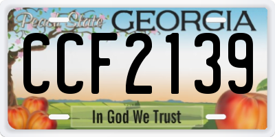 GA license plate CCF2139