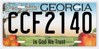 GA license plate CCF2140