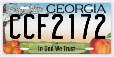 GA license plate CCF2172