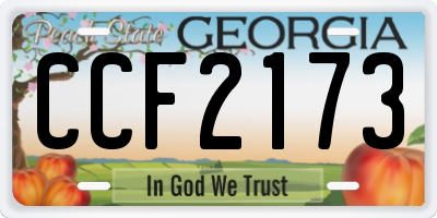 GA license plate CCF2173
