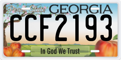 GA license plate CCF2193
