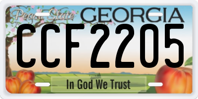 GA license plate CCF2205
