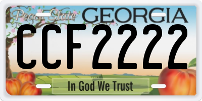 GA license plate CCF2222