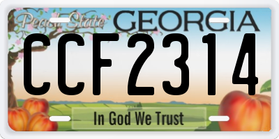 GA license plate CCF2314