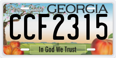 GA license plate CCF2315