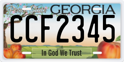 GA license plate CCF2345