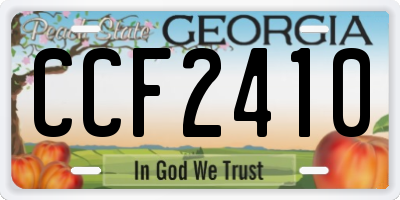 GA license plate CCF2410