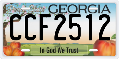 GA license plate CCF2512