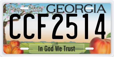 GA license plate CCF2514