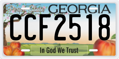 GA license plate CCF2518