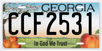 GA license plate CCF2531
