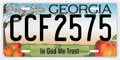 GA license plate CCF2575