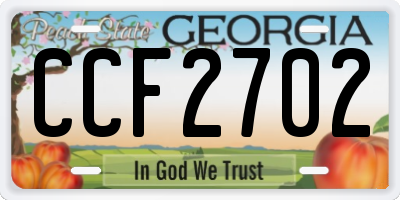GA license plate CCF2702