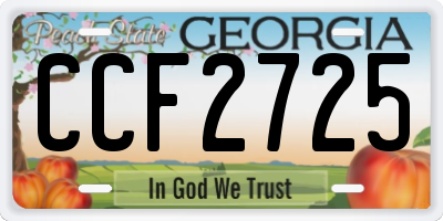 GA license plate CCF2725