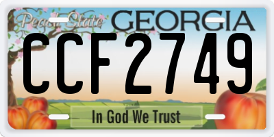GA license plate CCF2749